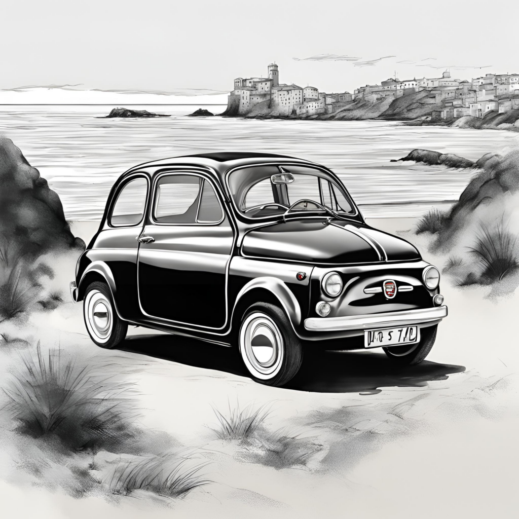 dessin, illustration, voiture ancienne, voiture vintage, location, voiture ancienne, road trip Baie de Somme, Repaire vintage, Baie de Somme, escapade rétro, voiture de collection, charme rétro, week-end vintage, côte picarde, Hauts-de-France, vacances rétro, automobile, tourisme vintage