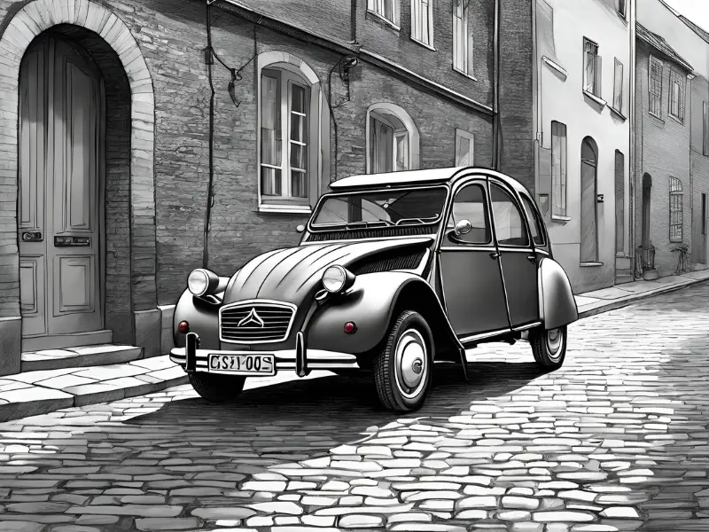 dessin, illustration, voiture ancienne, voiture vintage, location, voiture ancienne, road trip Baie de Somme, Repaire vintage, Baie de Somme, escapade rétro, voiture de collection, charme rétro, week-end vintage, côte picarde, Hauts-de-France, vacances rétro, automobile, tourisme vintage, 2CV