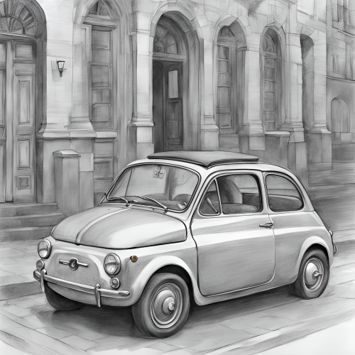 dessin, illustration, voiture ancienne, voiture vintage, location, voiture ancienne, road trip Baie de Somme, Repaire vintage, Baie de Somme, escapade rétro, voiture de collection, charme rétro, week-end vintage, côte picarde, Hauts-de-France, vacances rétro, automobile, tourisme vintage, Fiat