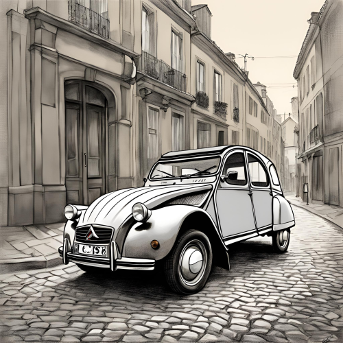 dessin, illustration, voiture ancienne, voiture vintage, location, voiture ancienne, road trip Baie de Somme, Repaire vintage, Baie de Somme, escapade rétro, voiture de collection, charme rétro, week-end vintage, côte picarde, Hauts-de-France, vacances rétro, automobile, tourisme vintage, Citroën 2CV